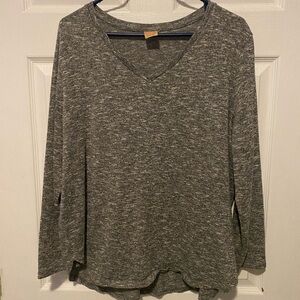 Faded Glory Charcoal Long Sleeve V-Neck Top